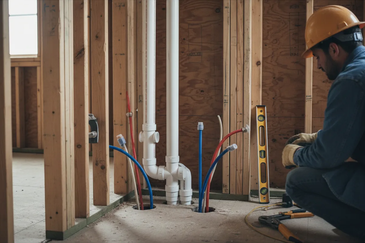 Drain and supply rough-in during Leak Detection in East Lansing