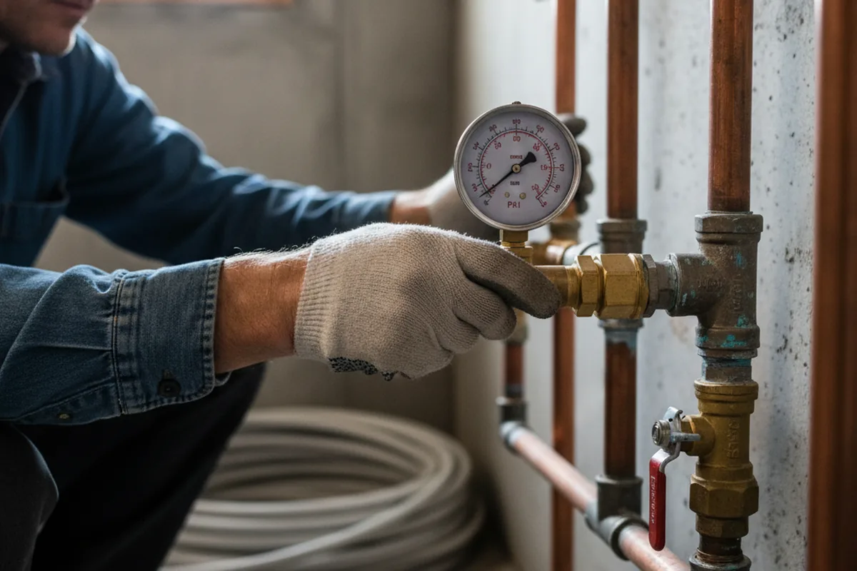 Pressure testing a repaired line during Water Line Repair in East Lansing